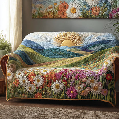 Sunshine Daisy Quilted Sofa Cover NCU0DV8986