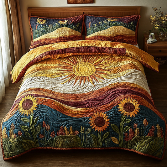 Sunshine Field 3-Piece Quilted Bedding Set NCU0DV4145