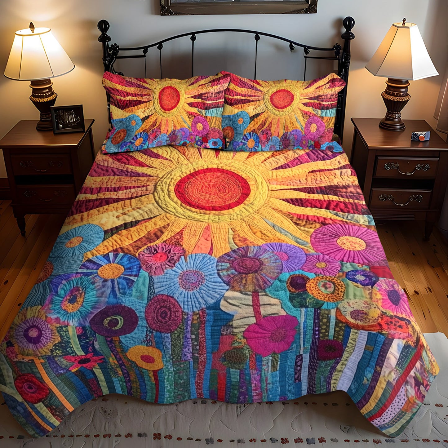 Sunshine Garden 3-Piece Quilted Bedding Set NCU0VL779