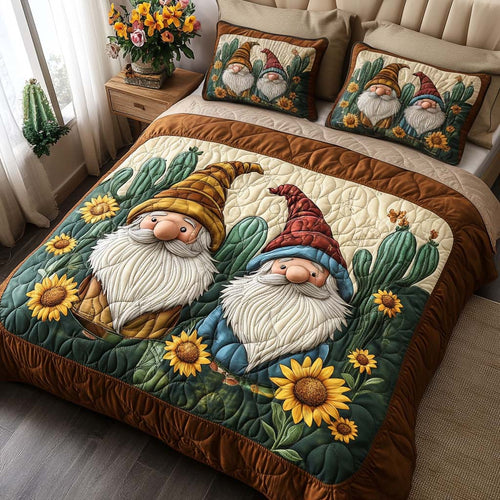 Sunshine Gnome Day 3-Piece Quilted Bedding Set NCU0XD099