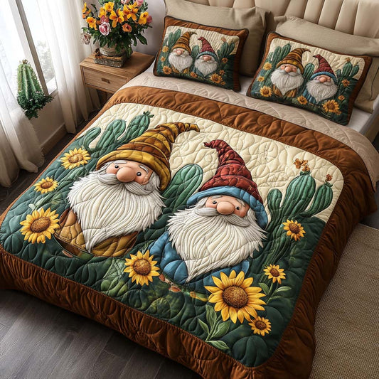 Sunshine Gnome Day 3-Piece Quilted Bedding Set NCU0XD099