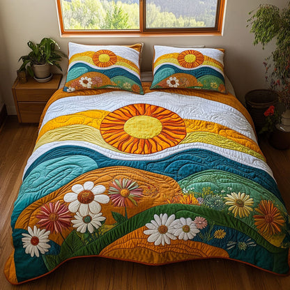 Sunshine Groove 3-Piece Quilted Bedding Set NCU0PT5408
