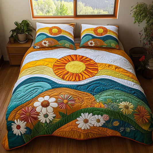 Sunshine Groove 3-Piece Quilted Bedding Set NCU0PT5408