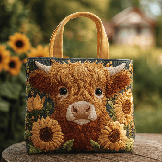 Sunshine Highland Cow Quilted Tote Bag NCU0TH2754