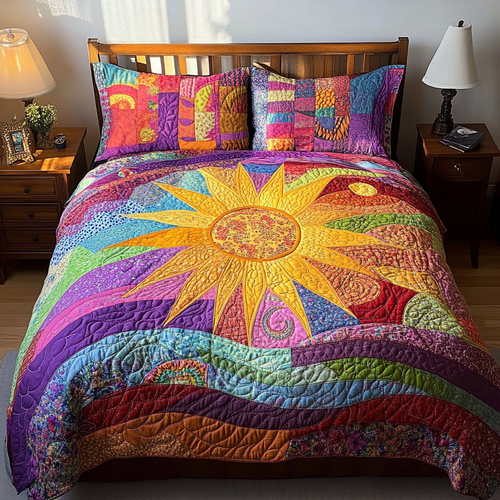 Sunshine Meadow 3-Piece Quilted Bedding Set NCU0VL929