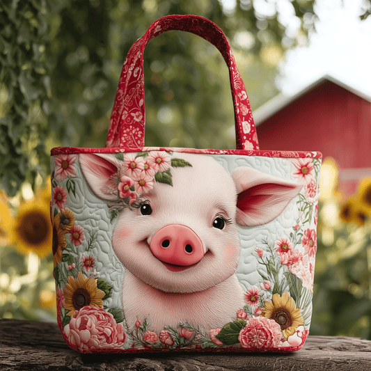 Sunshine Pig Smile Quilted Tote Bag NCU0TH2764