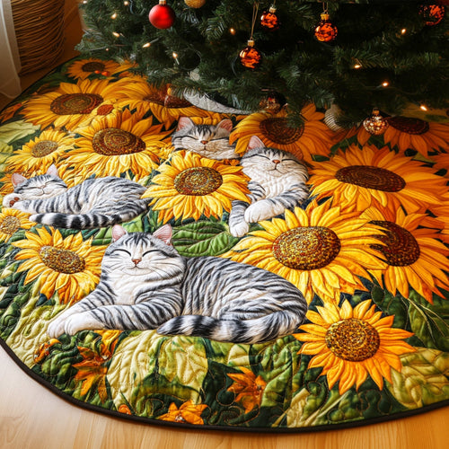 Sunshine and Whiskers Quilted Christmas Tree Skirt NCU0PT2370