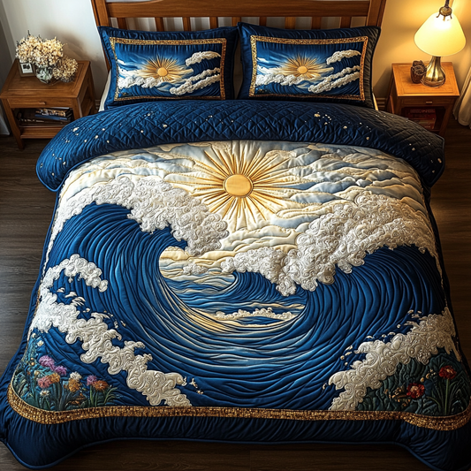 Surf Bloom 3-Piece Quilted Bedding Set NCU0DV5657