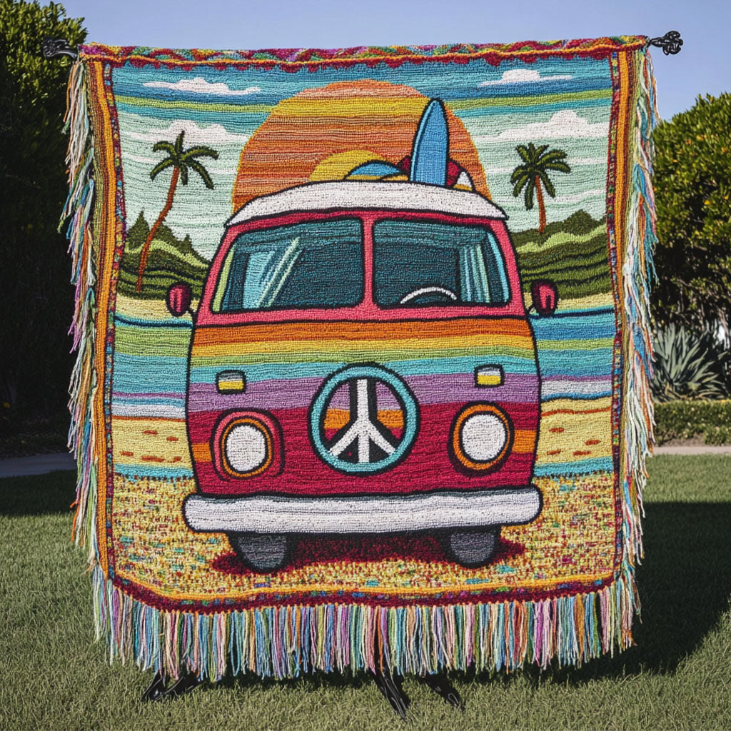 Surf Hippie Van Woven Sofa Blanket NCU0NT4793