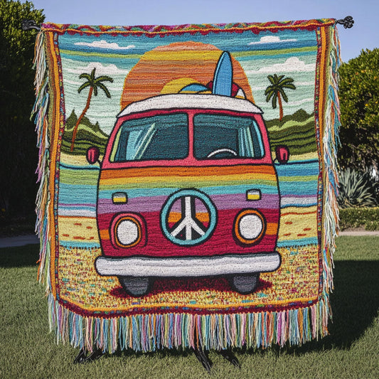 Surf Hippie Van Woven Sofa Blanket NCU0NT4793
