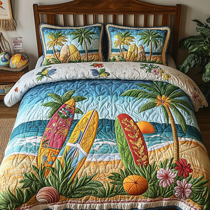 Surf Paradise 3-Piece Quilted Bedding Set NCU0VL2054