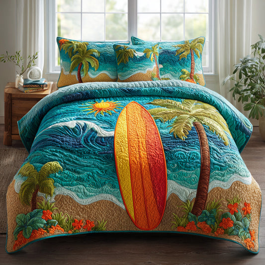 Surf Spirit 3-Piece Quilted Bedding Set NCU0VL3543