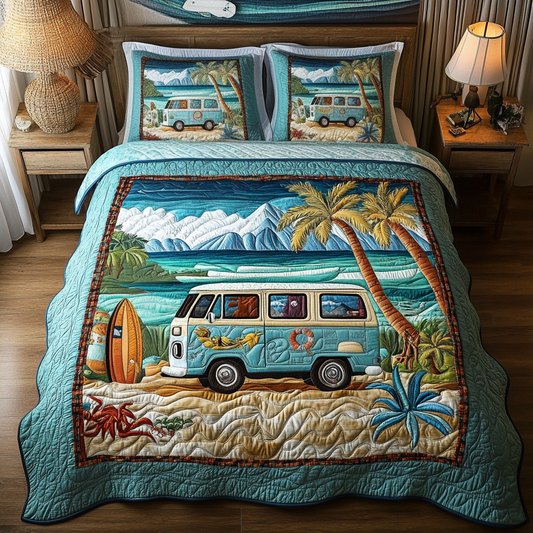 Surf Van Vibes 3-Piece Quilted Bedding Set NCU0VL2520
