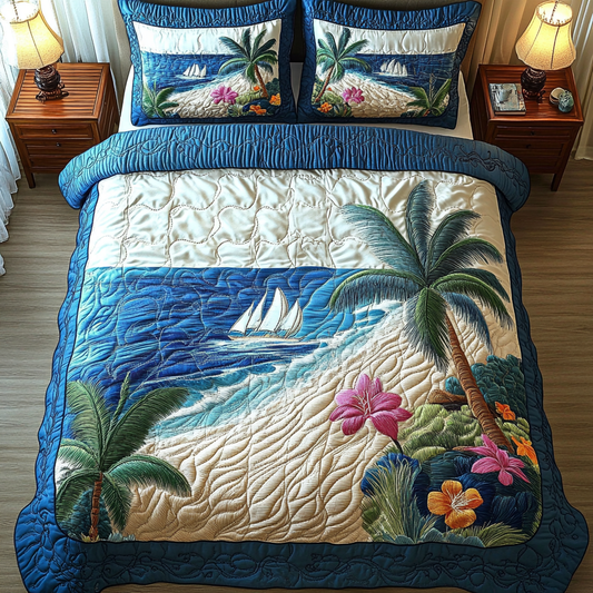 Surf and Sand 3-Piece Quilted Bedding Set NCU0VH3845
