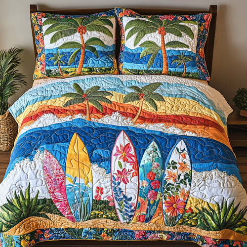 Surfboard Dreams 3-Piece Quilted Bedding Set NCU0DK7548