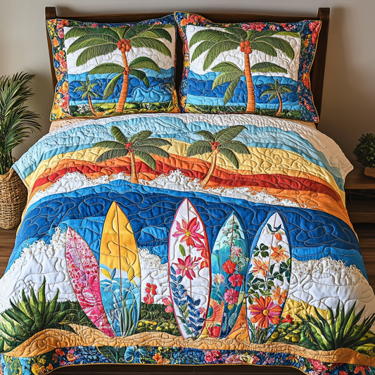 Surfboard Dreams 3-Piece Quilted Bedding Set NCU0DK7548