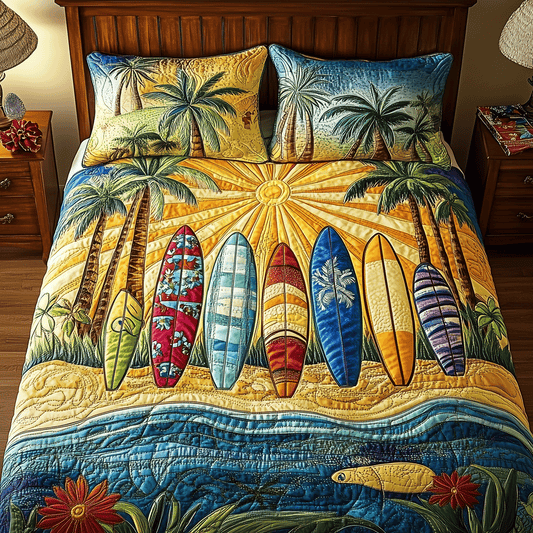Surfboard Fantasy Quilted Bedding Set NCU0TH2622