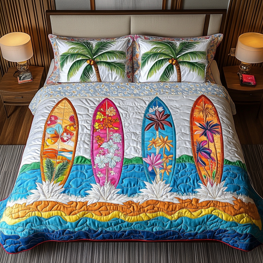 Surfboard Horizon 3-Piece Quilted Bedding Set NCU0DK7545