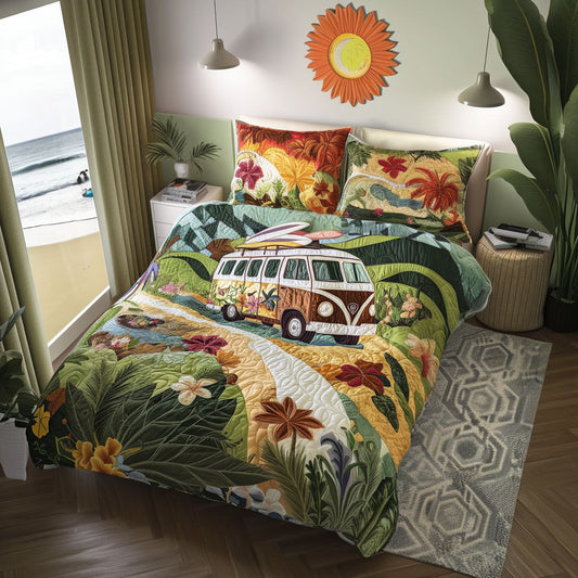 Surfboard Sunrise 3-Piece Quilted Bedding Set NCU0PT6016