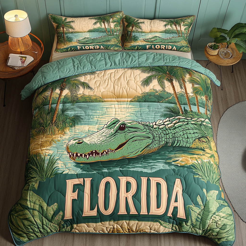 Swamp King 3-Piece Quilted Bedding Set NCU0VH4244