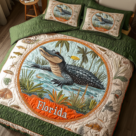 Swamp Retreat 3-Piece Quilted Bedding Set NCU0VH4243