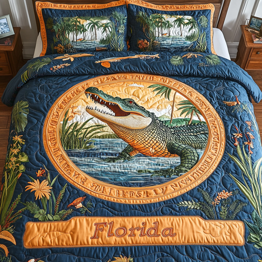 Swamp Serenity 3-Piece Quilted Bedding Set NCU0VH4247