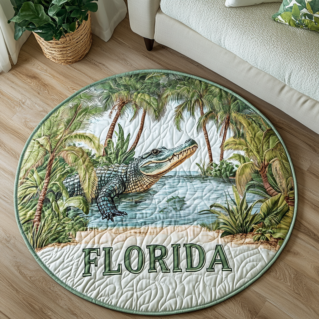 Swamp Serenity Quilted Round Mat NCU0VH4585