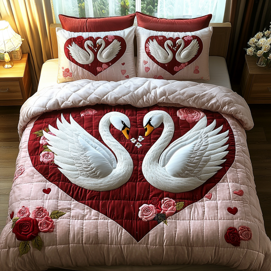 Swan Lake 3-Piece Quilted Bedding Set NCU0DV2335