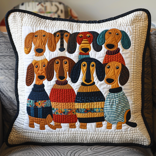 Sweater Dachshunds Quilted Pillow Case NCU0TH252