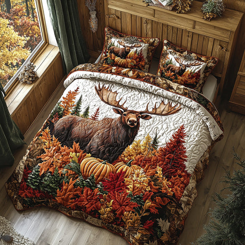 Sweater Moose 3-Piece Quilted Bedding Set NCU0DV7080
