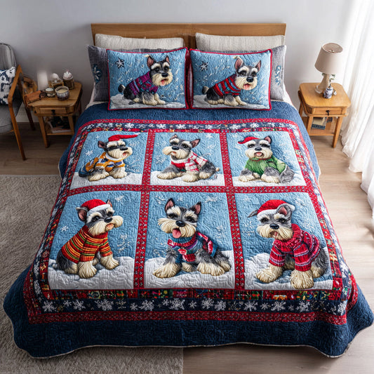 Sweater Schnauzer Pals 3-Piece Quilted Bedding Set NCU0HH401