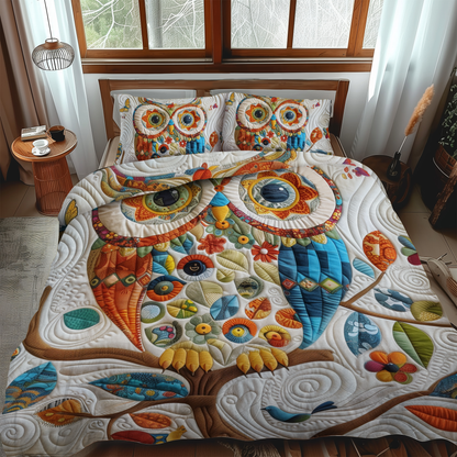 Sweet Owl 3-Piece Quilted Bedding Set NCU0VL172