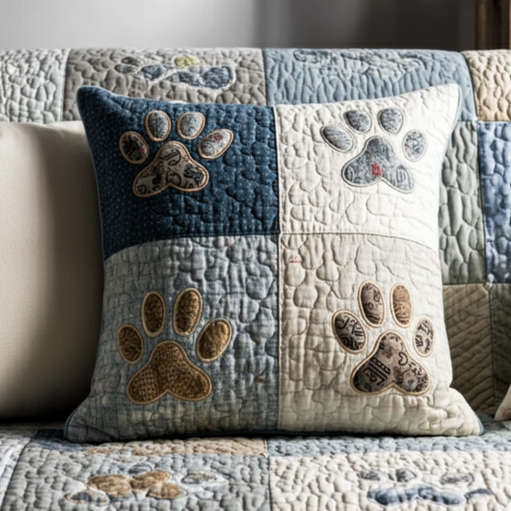 Sweet Paw Prints Quilted Pillow Case NCU0NT11199