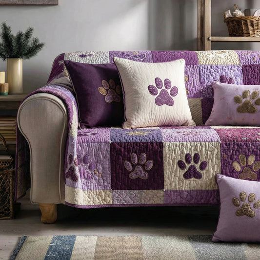 Sweet Paw Prints V3 Quilted Sofa Cover NCU0NT11199