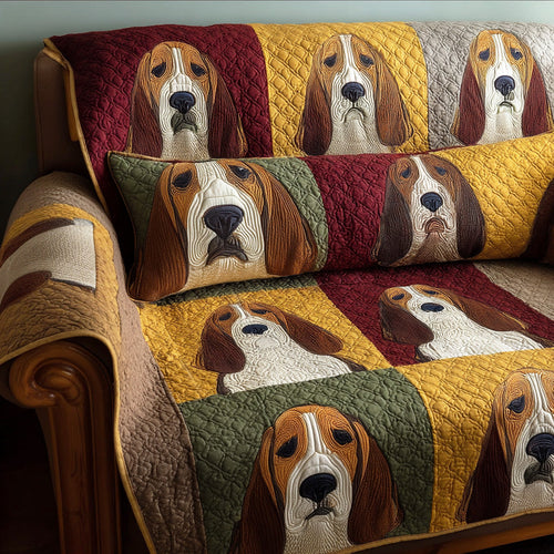 Sweet Basset Quilted Sofa Cover NCU0TD2180