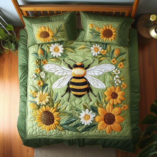 Sweet Bee Dreams 3-Piece Quilted Bedding Set NCU0VH5327