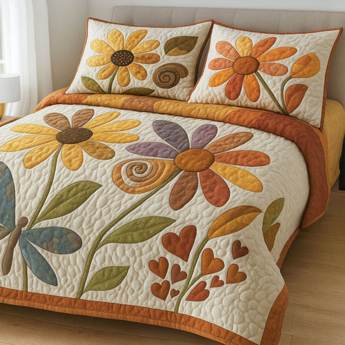 Sweet Blooms 3-Piece Quilted Bedding Set NCU0PT7257