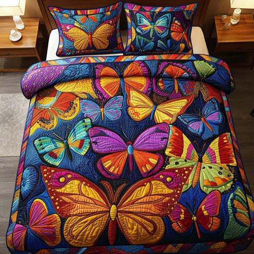 Sweet Butterfly Moments 3-Piece Quilted Bedding Set NCU0NT8334