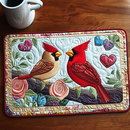 Sweet Cardinal Hearts Quilted Placemat NCU0NT2974