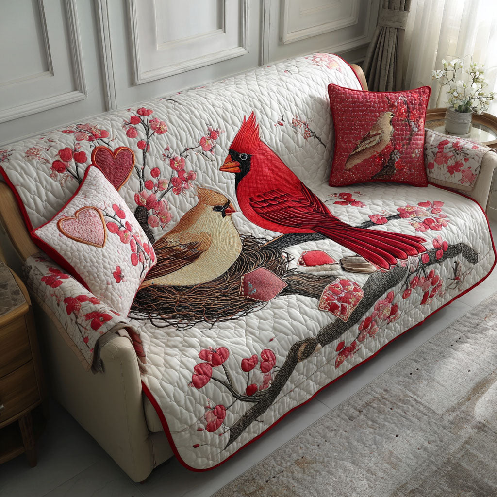 Sweet Cardinals Quilted Sofa Cover NCU0PT10767