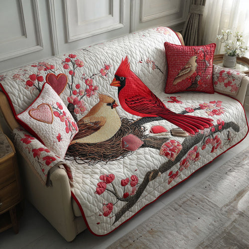 Sweet Cardinals Quilted Sofa Cover NCU0PT10767