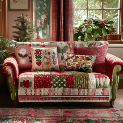 Sweet Cottage Bloom Quilted Sofa Cover NCU0PT10599