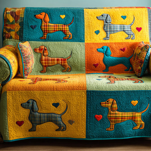 Sweet Dachshund Quilted Sofa Cover NCU0TD2128