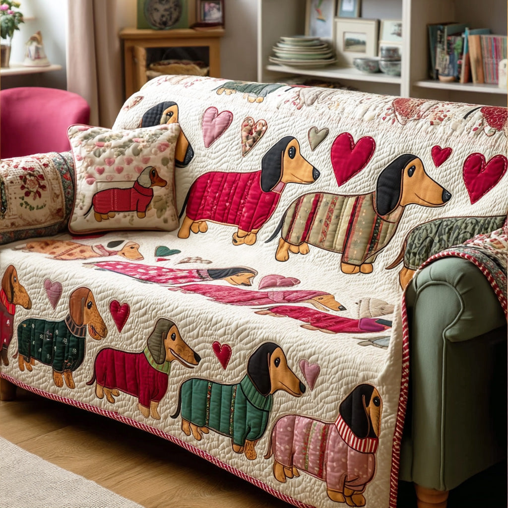 Sweet Dachshund Quilted Sofa Cover NCU0TD2173