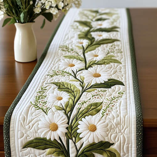 Sweet Daisy Quilted Table Runner NCU0VL2015