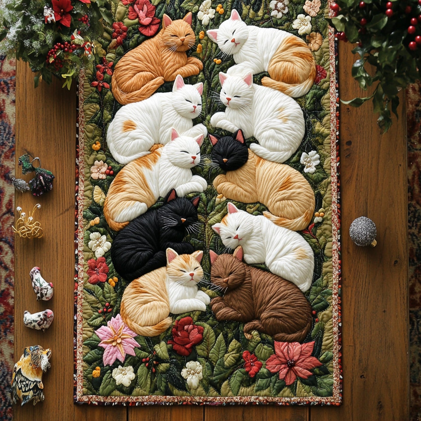 Sweet Dreams of Whiskers Quilted Table Runner NCU0PT2731