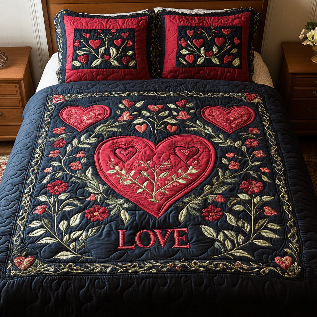 Sweet Ember 3-Piece Quilted Bedding Set NCU0TD2053