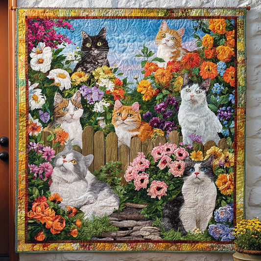 Sweet Flower Cat Quilted Blanket NCU0NT8918