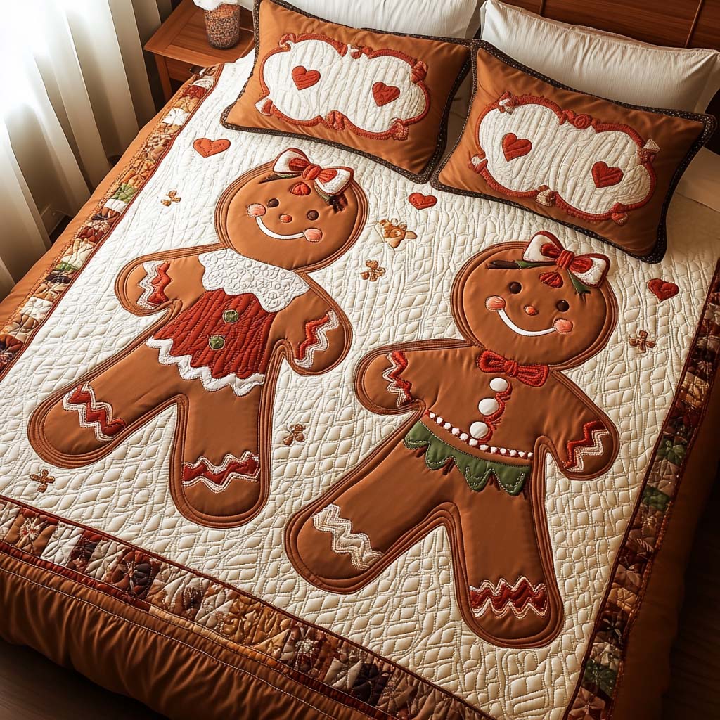 Sweet Ginger Duo 3-Piece Quilted Bedding Set NCU0NT2178