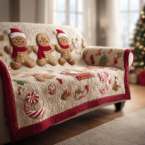 Sweet Gingerbread Man Quilted Sofa Cover NCU0HH1131